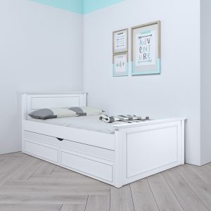 מיטה וחצי מעוצבת + תחתונה מעץ מלא - דגם אליזבת 1.20